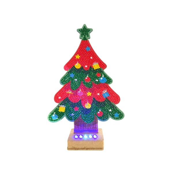 T DIY 방과후만들기 보석십자수로 크리스마스 LED 우드 트리 만들기 (1인용)