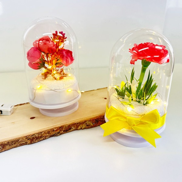 T DIY 방과후만들기 LED 볼클레이 오로라 조화 꽃꽂이 아크릴돔 오르골 꽃만들기