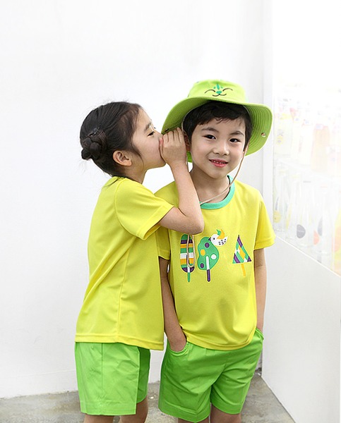 버드트리 노랑 티셔츠 세트 어린이집 활동복 원복 어린이날 선물용티