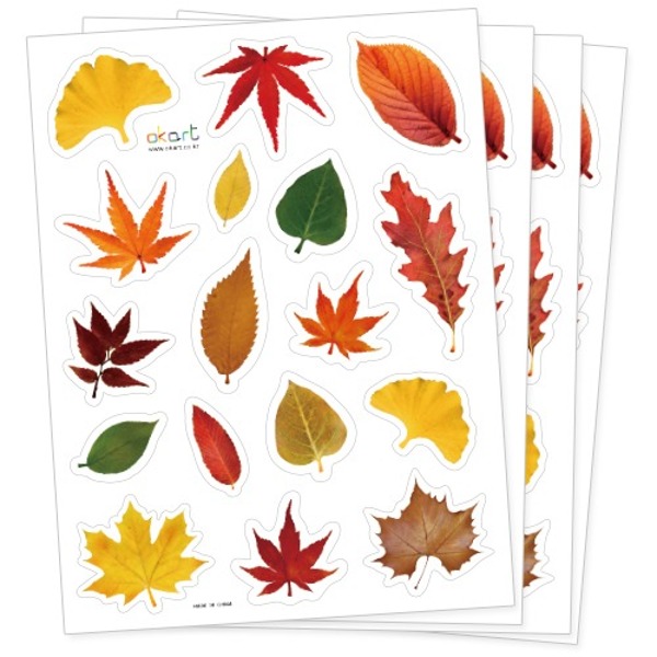가을 단풍잎 투명스티커 (4매세트) 다꾸스티커