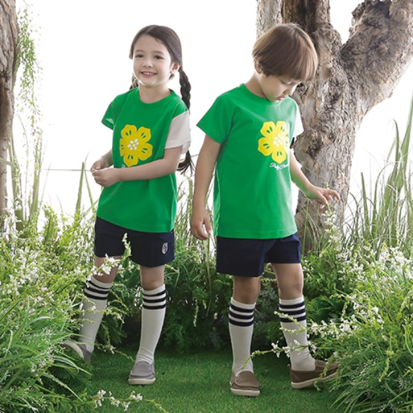 LG 2318 그린꽃잎 티셔츠 어린이집하복 여름활동복 유치원원복(기관만주문가능)