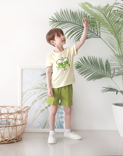 청개구리 아이보리색 티셔츠 세트 어린이집 활동복 원복 어린이날 선물용티